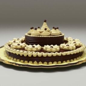 Versieren van verjaardag chocoladetaart 3D-model