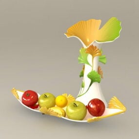 تزیین گلدان با غذا و میوه مدل سه بعدی