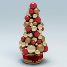 红色圣诞球树3d模型