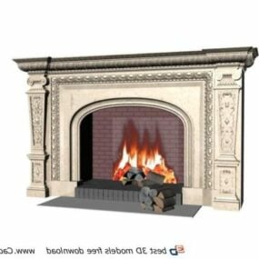 Decorative Marble Fireplace Design Wood Burning 3d model