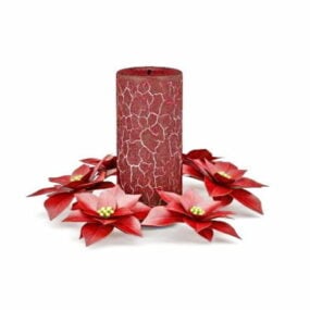 Anniversary Candle Decoration With Flowers 3d model