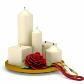 Festdekoration stearinlys med blomster 3d-model