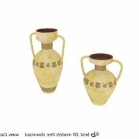 Decorative Yellow Ceramic Water Pots 3d model