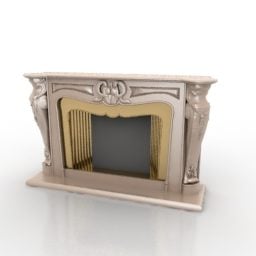 Electric Fireplace Old Decoration 3d model