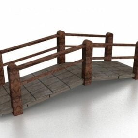 Pont de jardin décoratif en pierre de bois modèle 3D