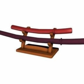 Decoración de espada katana modelo 3d