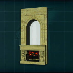 Decorative Marble Stone Fireplace 3d model