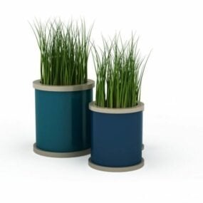 Gras-Außenpflanzgefäße 3D-Modell