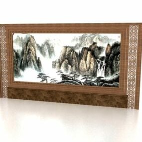 Decorative Chinese Painting Feature Wall 3d model