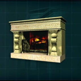 Decorative Stone Fireplace 3d model
