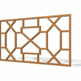 Modelo 3D de grades decorativas para janelas domésticas de madeira
