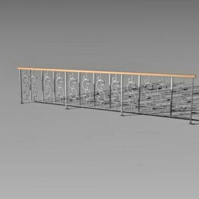 Dekoratives schmiedeeisernes Verandageländer für Zuhause, 3D-Modell
