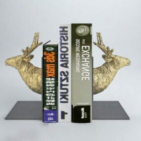 3д модель подставки для книг с украшением в виде головы оленя