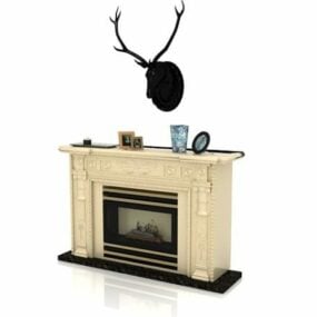 Deer Head Over Fireplace 3d model