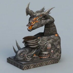 3D model starožitné sochy démona