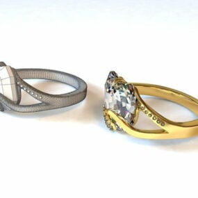 Bijoux Bague de mariage en diamant modèle 3D
