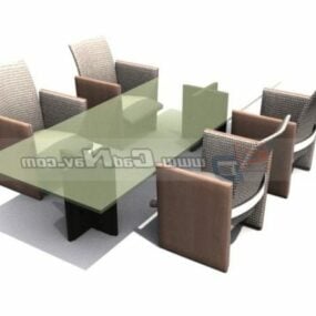 Bộ bàn ghế phòng ăn mô hình 3d