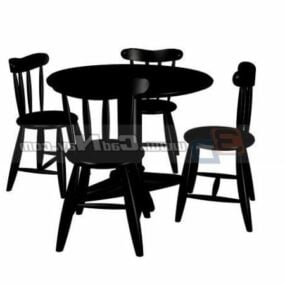 4 Seats Dining Table Chairs 3d model
