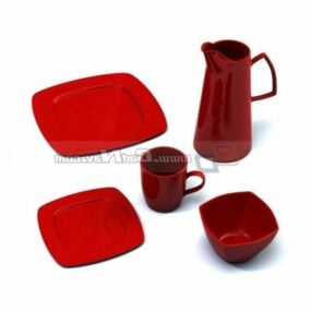 3д модель набора керамических тарелок столовой посуды