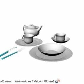 Yemek Takımı Tabaklar Bardak Seti 3D model