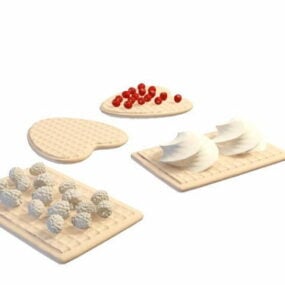Planche à découper des plats alimentaires modèle 3D