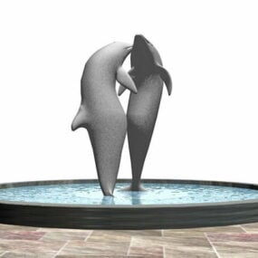 Outdoor Dolphin Fountain 3d model
