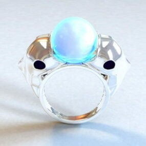 Modelo 3d de joias de anel de pedras preciosas de golfinho
