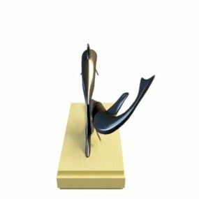 Modelo 3D de decoração de mesa de estátua de golfinho