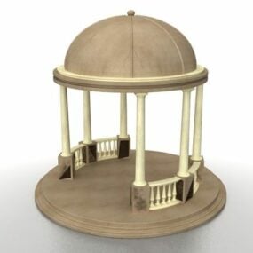 3д модель здания каменной купольной беседки