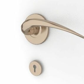 Brass Door Handle With Lock 3d model
