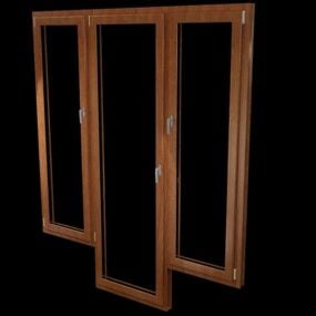 Wooden Frame Door With Window 3d model