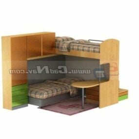 Schlafsaal-Schulbettmöbel 3D-Modell