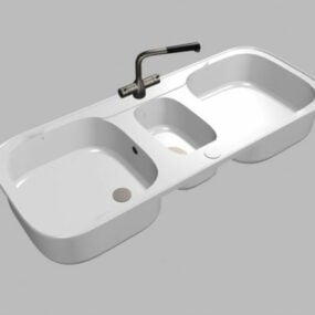 Ceramic Double Kitchen Sink 3d model