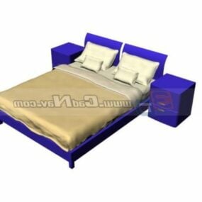 Double Bed Furniture With Bedside Chest 3d model