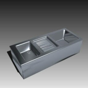 带双碗的厨房水槽设计3d模型