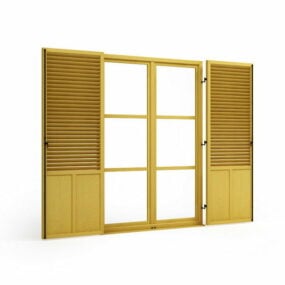 Antiek openslaand houten raam 3D-model