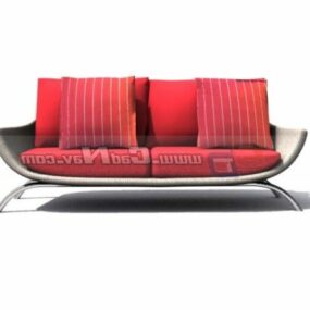 Double Cushion Couch Sofa Furniture 3d model