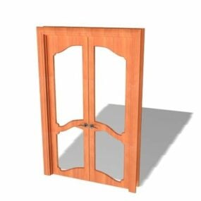 3D-Modell von Möbeln mit Doppelglastüren aus Holz