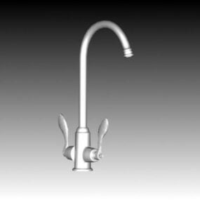 Double Lever Kitchen Inox Faucet 3d model