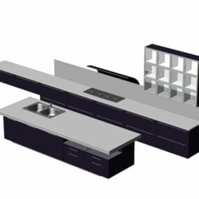 Double Line Design Kitchen Cabinets 3d model