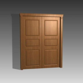 Puerta doble de panel de madera modelo 3d