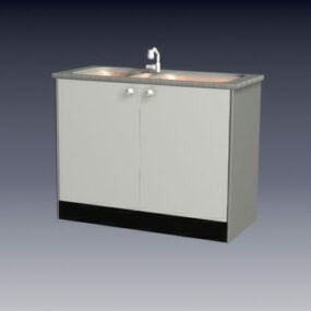 Kitchen Cabinet With Double Sink 3d model