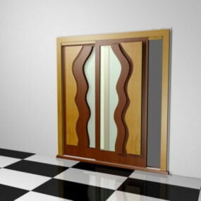 Intérieur de portes coulissantes doubles en bois modèle 3D