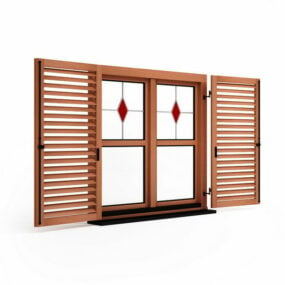 Muebles de ventana de madera antiguos modelo 3d