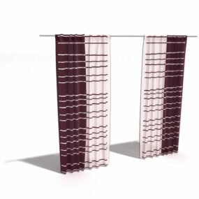 Purple Drapery Panels Curtain 3d model