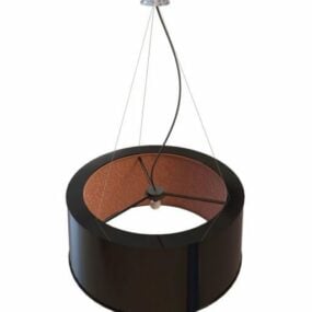 Modelo 3d de luminária pendente de sombra de tambor marrom