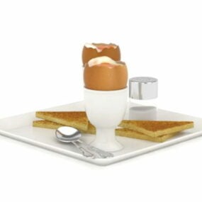 Food Egg Toast Breakfast 3d model