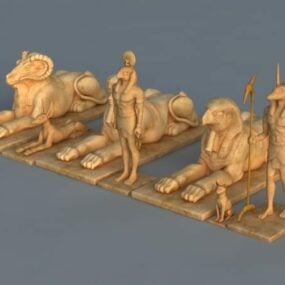 Starožitné egyptské ruiny sochy 3D model