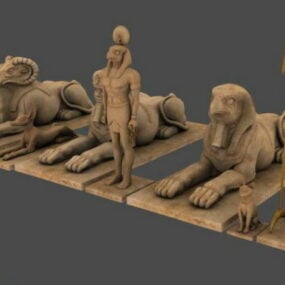 Colección de estatuas egipcias modelo 3d