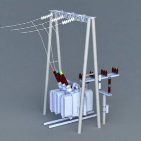 Industriell elektrisk transformator 3d-modell